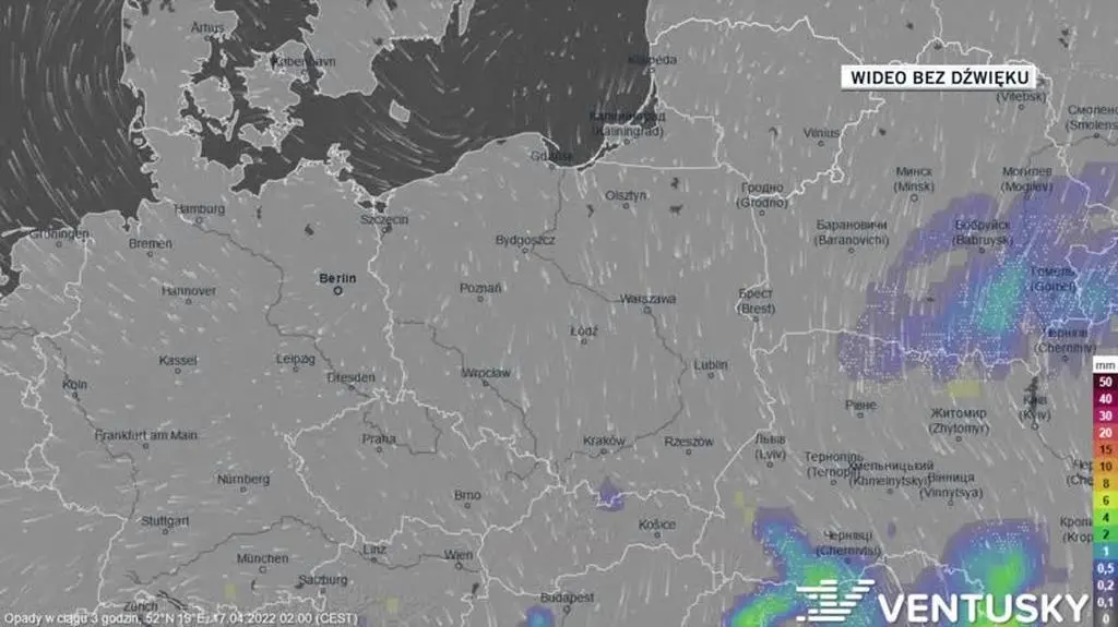 Prognoza opadów na kolejne dni