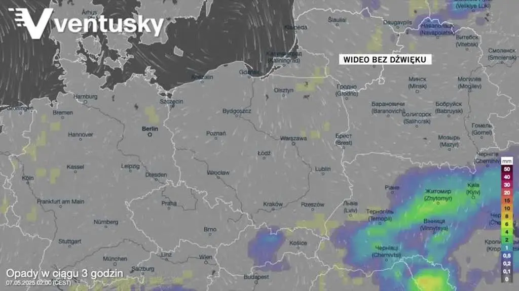 Prognozowane opady w kolejnych dniach