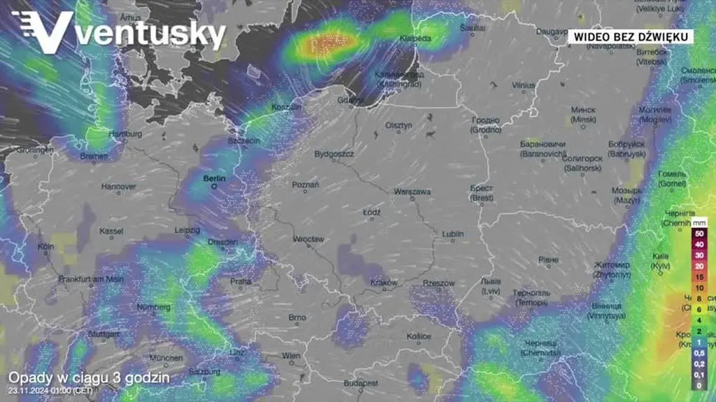 Prognoza opadów na kolejne dni