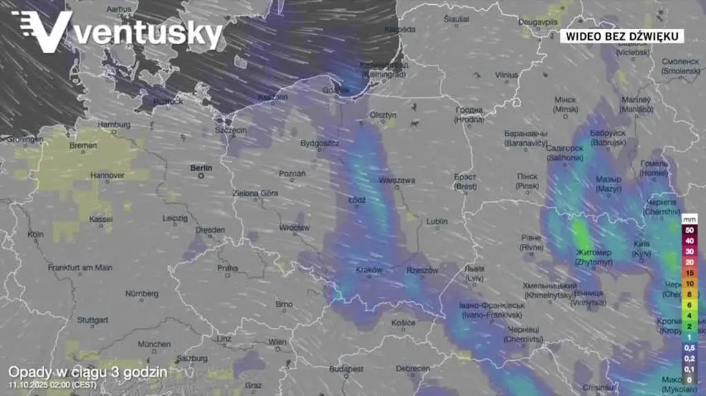 Prognozowane opady w kolejnych dniach