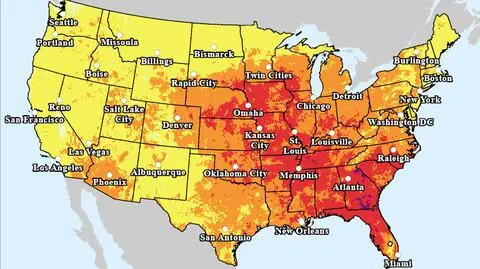 Mapa pogody w USA