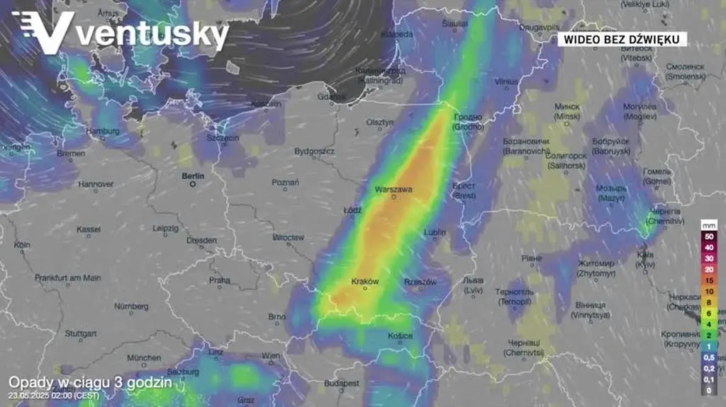 Prognozowane opady w kolejnych dniach