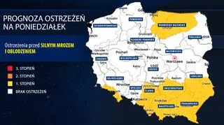 Prognoza zagrożeń IMGW na poniedziałek