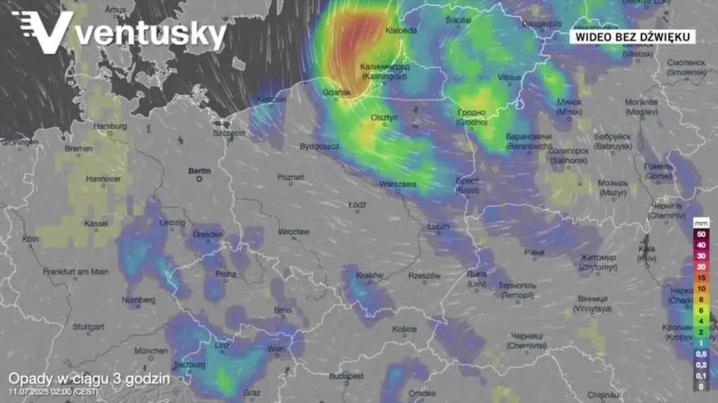 Prognozowane opady w kolejnych dniach
