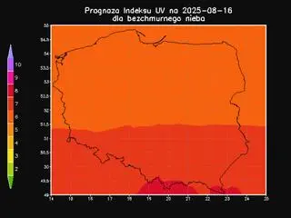 Prognoza indeksu UV na sobotę dla bezchmurnego nieba