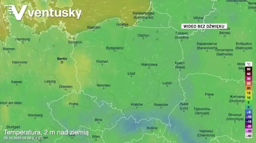 Prognozowana temperatura w kolejnych dniach