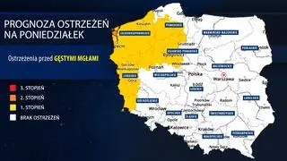 Prognoza zagrożeń IMGW na poniedziałek 
