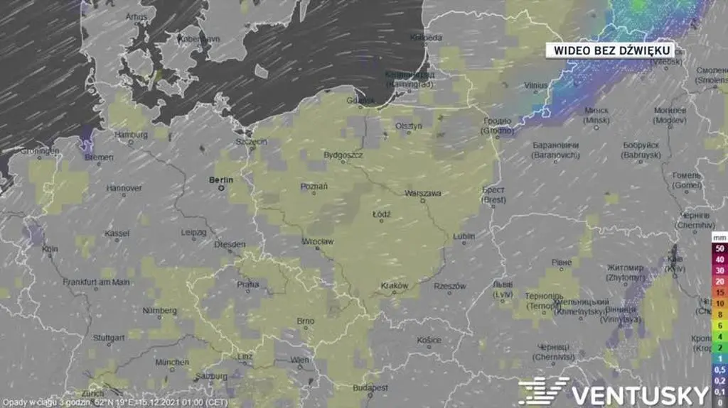 Prognozowane opady w ciągu kolejnych dni