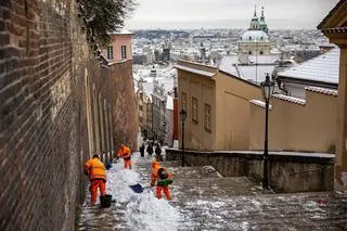 Śnieg spadł w Pradze