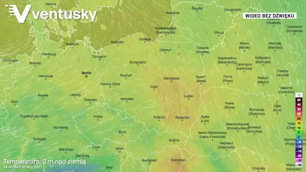 Prognozowana temperatura w kolejnych dniach