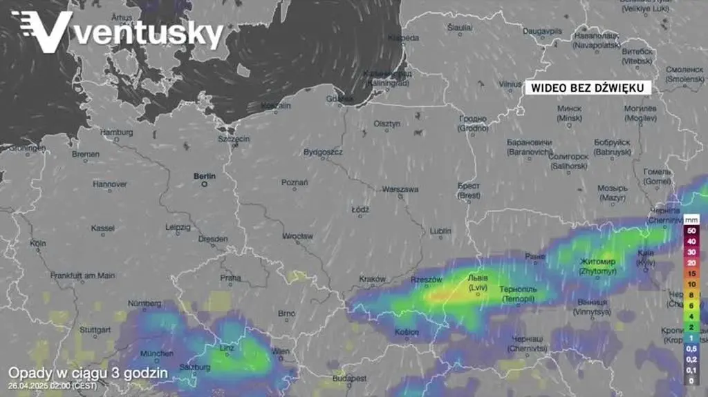 Prognozowane opady w kolejnych dniach