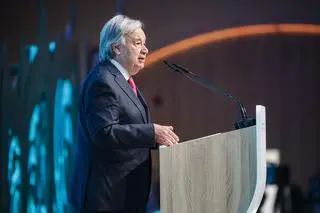 Sekretarz generalny ONZ Antonio Guterres podczas szczytu klimatycznego COP29