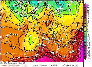 Prognozowana zatoka chłodu 26 maja, temperatura na wysokości 1,5 km