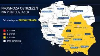 Prognoza zagrożeń IMGW na poniedziałek