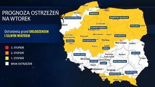 Prognoza zagrożeń IMGW na wtorek