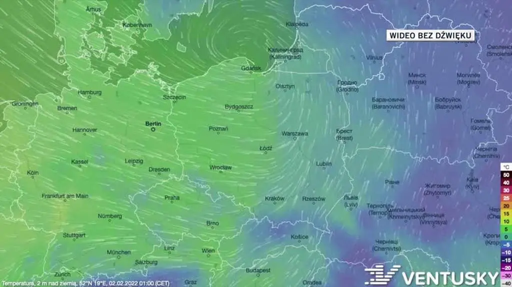 Prognozowana temperatura w ciągu kolejnych dni