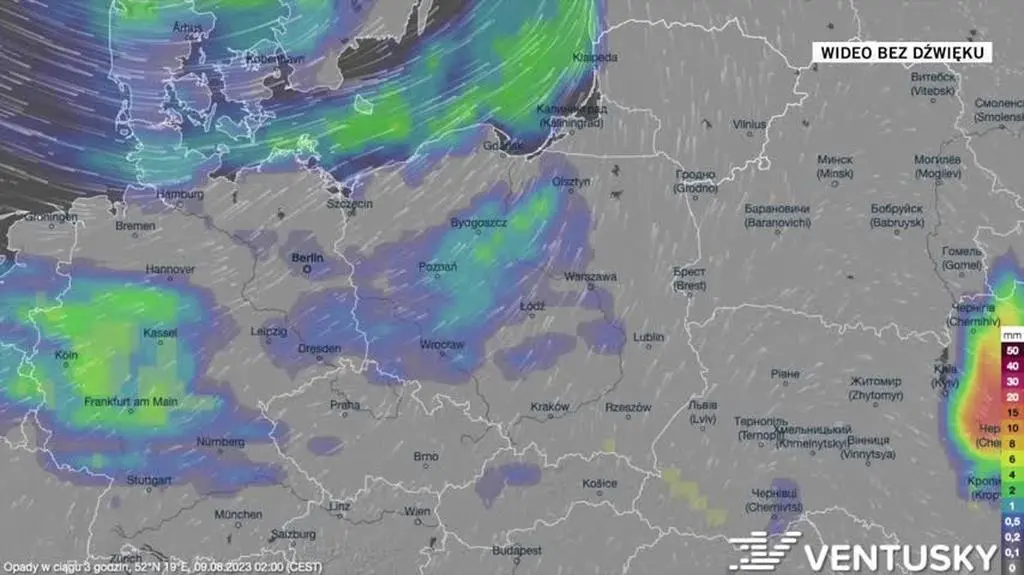 Prognozowane opady na kolejne dni
