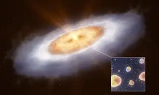 Dysk wokół gwiazdy V883 Orionis. Wizualizacja
