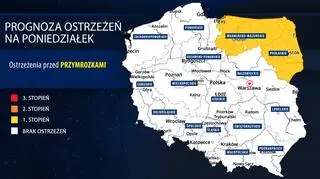 Prognoza zagrożeń na poniedziałek