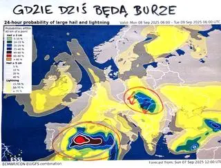 Burze w Europie w poniedziałek 9.09