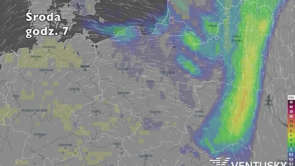 Opady w najbliższych dniach (ventusky