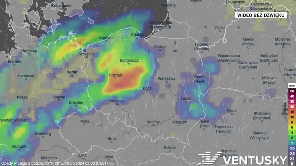 Prognozowane opady w kolejnych dniach