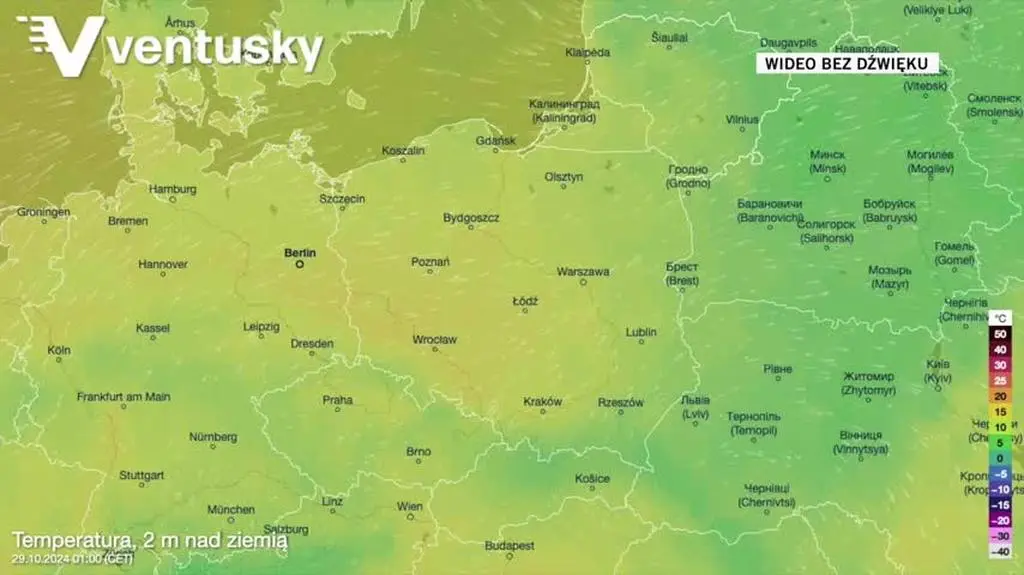 Prognozowana temperatura w kolejnych dniach