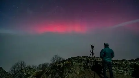 Zorza polarna w Salgotarjan na Węgrzech