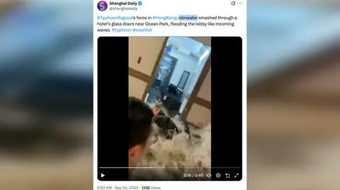 Supertajfun Ragasa. Tajfun wywołał potężne fale, które wdarły się do hotelu
