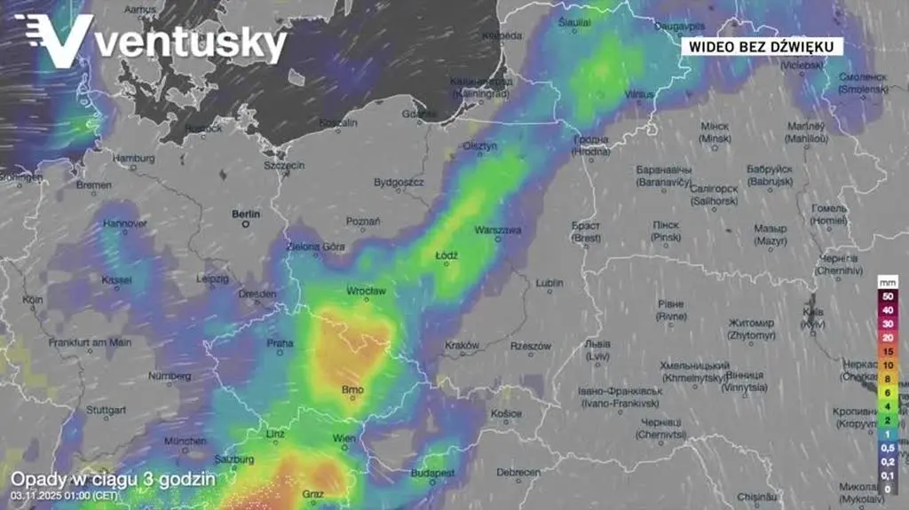 Opady w poniedziałek