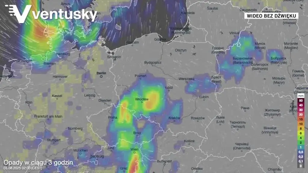 Prognozowane opady w kolejnych dniach