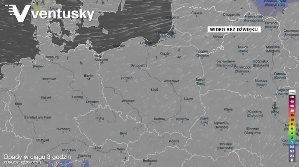 Prognozowane opady na weekend majowy