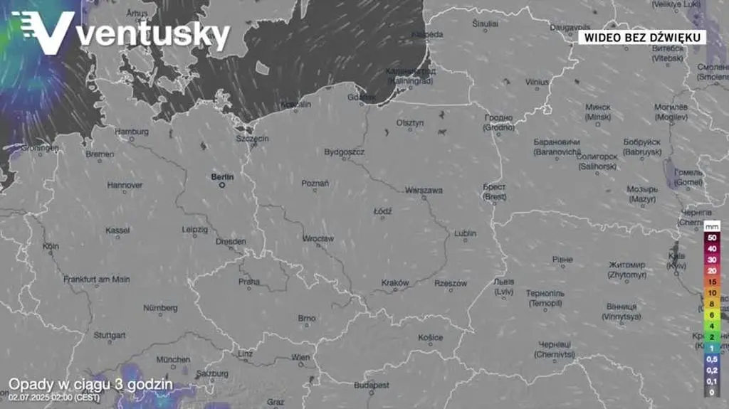 Prognozowane opady w kolejnych dniach