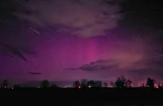 Zorza polarna nad Trzebieszewem (woj. zachodniopomorskie)