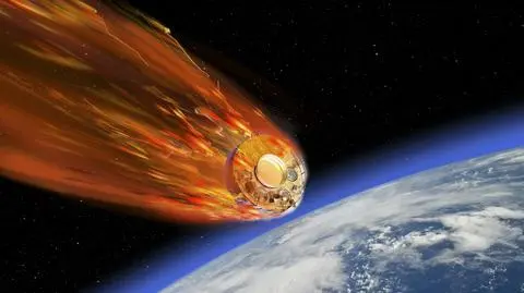 Satelita spalający się w atmosferze Ziemi - wizja artystyczna