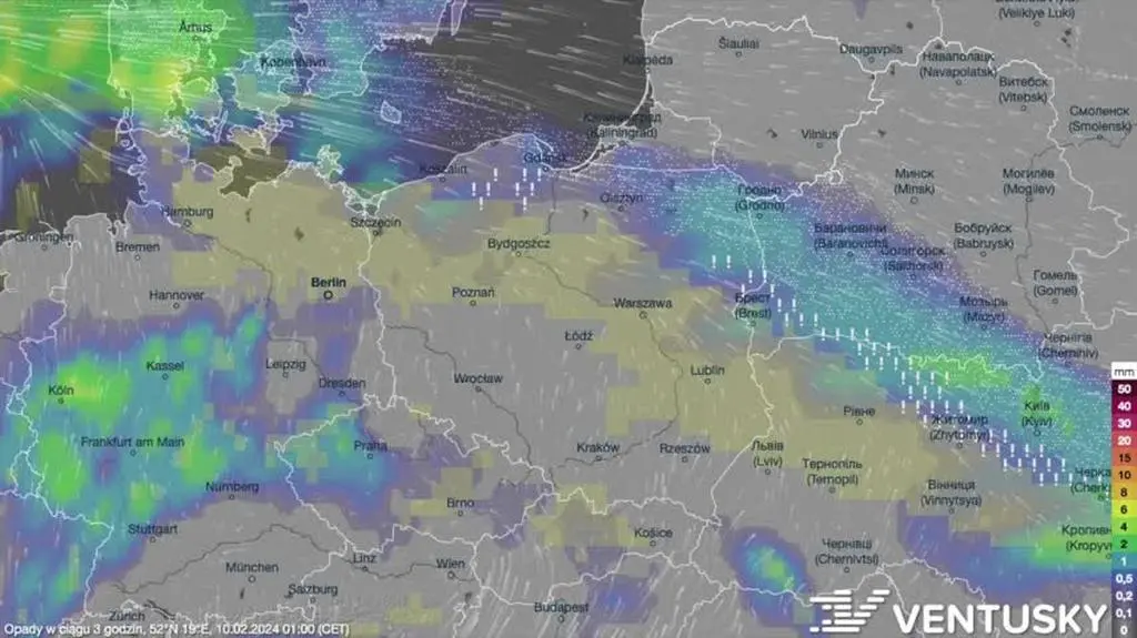 Prognozowane opady w kolejnych dniach