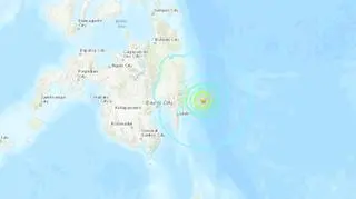 Lokalizacja trzęsienia ziemi na Filipinach
