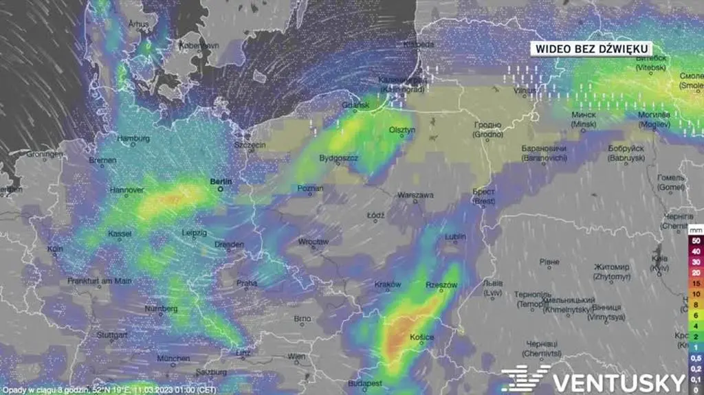 Prognozowane opady w dniach 11-15