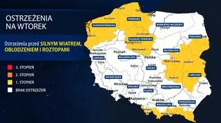 Prognoza zagrożeń IMGW na wtorek