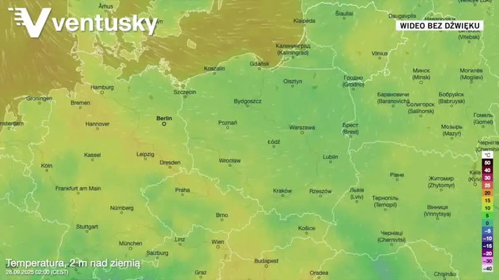 Prognozowana temperatura w kolejnych dniach