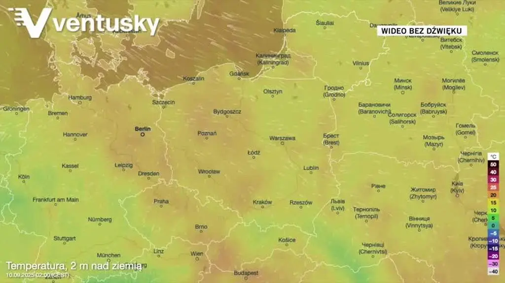 Prognozowana temperatura w kolejnych dniach