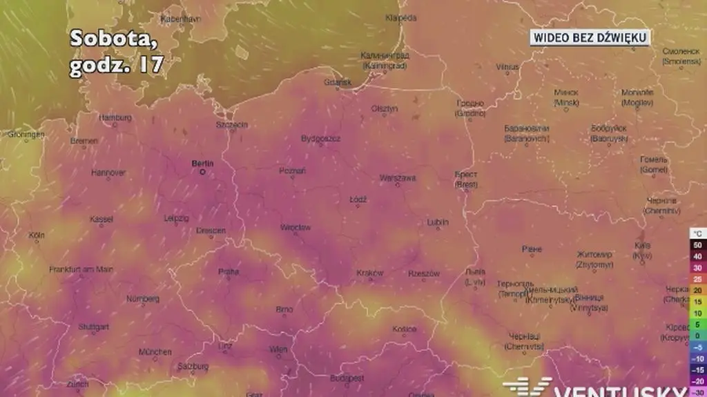 Temperatura w ciągu najbliższych dni (Ventusky