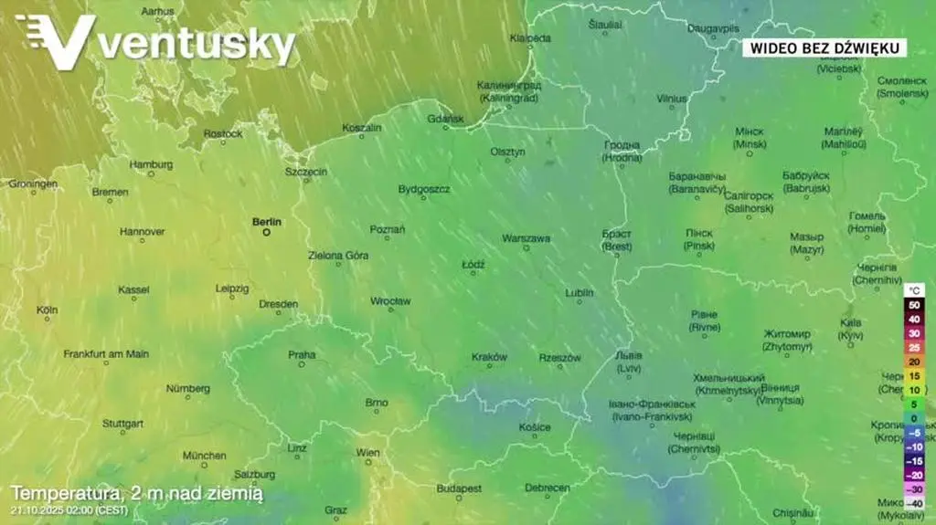 Prognozowana temperatura w kolejnych dniach