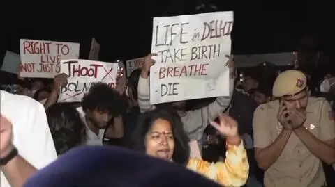 Protest przeciwko smogowi w Indiach