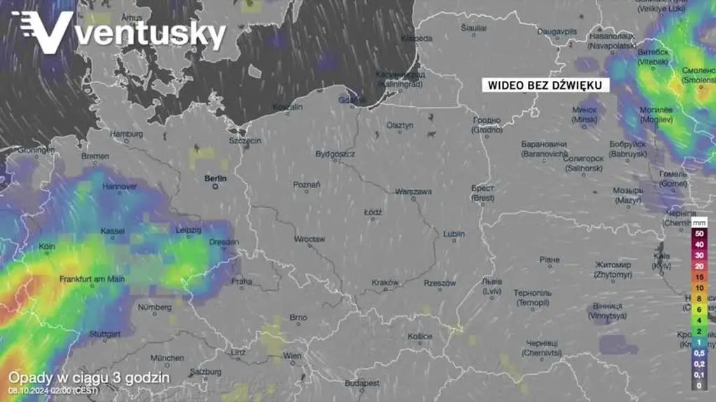 Prognozowane opady w kolejnych dniach 