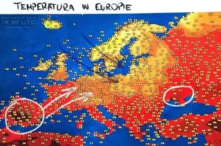 Obecna temperatura w Europie