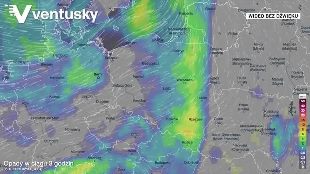 Prognozowane opady w kolejnych dniach