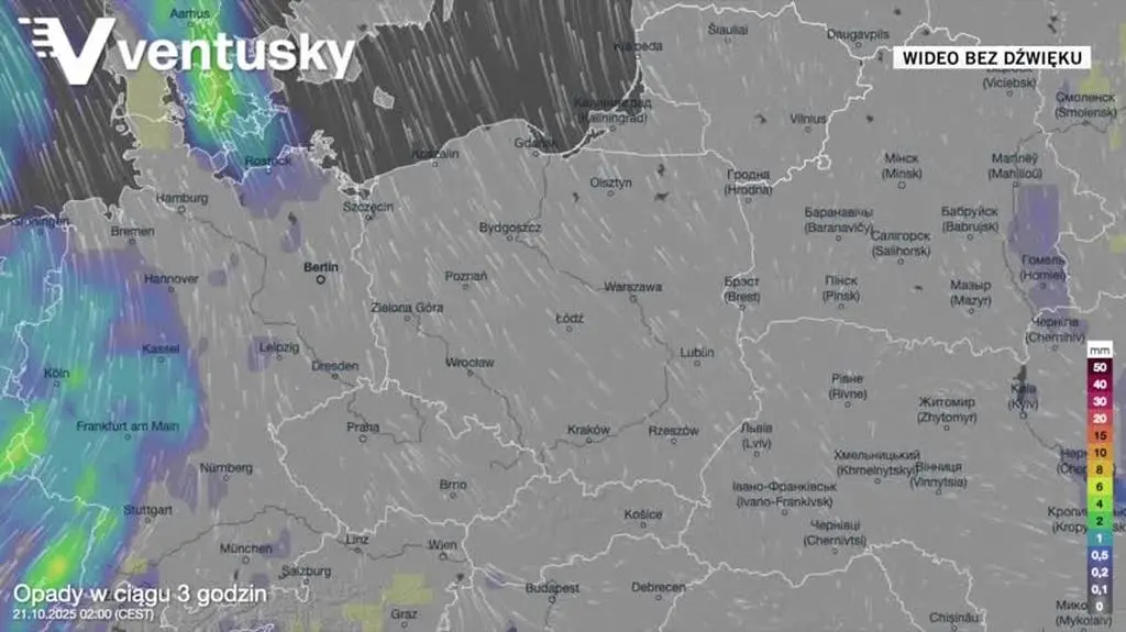 Prognozowane opady w kolejnych dniach