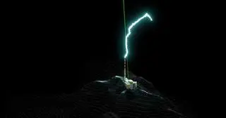 Błyskawica uderzająca w laserowy "piorunochron" - modelowanie