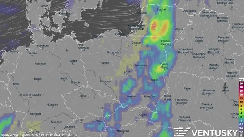 Prognozowane opady w kolejnych dniach